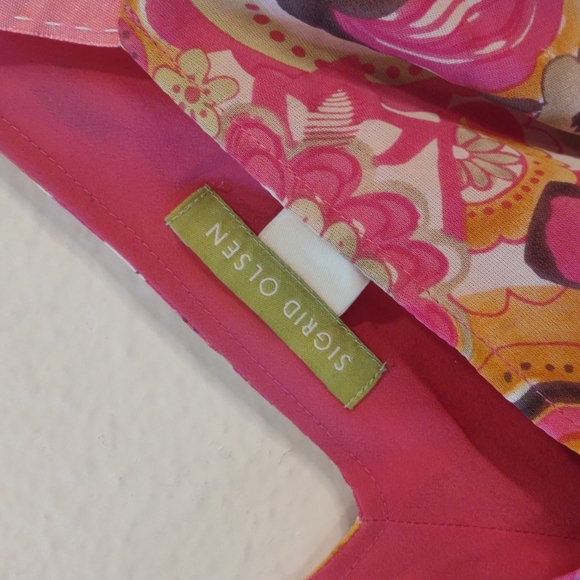 y2k floral Sigrid Olsen flowy tank with bow detail - Picture 2 of 8